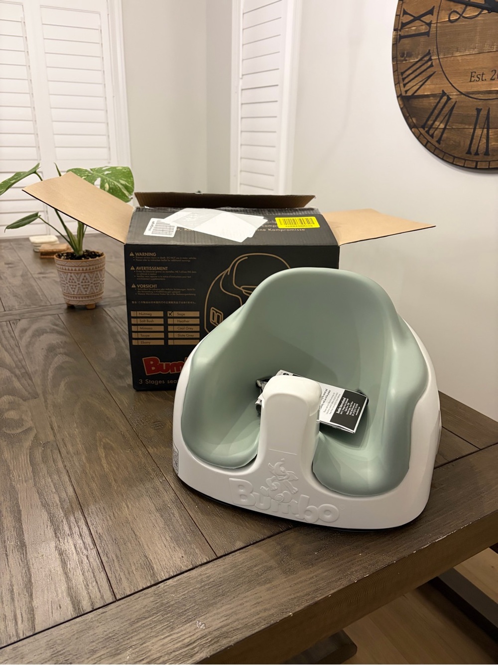Bumbo Baby Floor Seat — Sage Green with White Shell